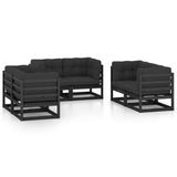 NNEVL 6 Piece Garden Lounge Set with Cushions Solid Pinewood