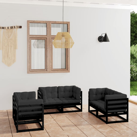 NNEVL 6 Piece Garden Lounge Set with Cushions Solid Pinewood