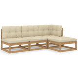 NNEVL 4 Piece Garden Lounge Set with Cushions Solid Pinewood