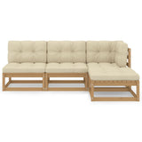 NNEVL 4 Piece Garden Lounge Set with Cushions Solid Pinewood