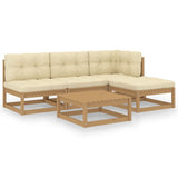 NNEVL 5 Piece Garden Lounge Set with Cushions Solid Pinewood