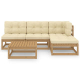 NNEVL 5 Piece Garden Lounge Set with Cushions Solid Pinewood