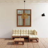NNEVL 5 Piece Garden Lounge Set with Cushions Solid Pinewood