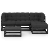 NNEVL 5 Piece Garden Lounge Set with Cushions Solid Pinewood