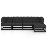 NNEVL 5 Piece Garden Lounge Set with Cushions Solid Pinewood