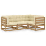 NNEVL 4 Piece Garden Lounge Set with Cushions Solid Pinewood