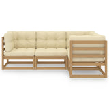 NNEVL 4 Piece Garden Lounge Set with Cushions Solid Pinewood