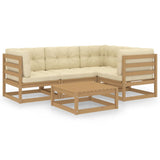 NNEVL 5 Piece Garden Lounge Set with Cushions Solid Pinewood