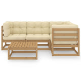 NNEVL 5 Piece Garden Lounge Set with Cushions Solid Pinewood