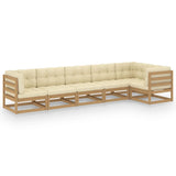 NNEVL 6 Piece Garden Lounge Set with Cushions Solid Pinewood