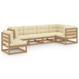 NNEVL 6 Piece Garden Lounge Set with Cushions Solid Pinewood