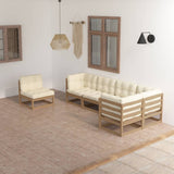 NNEVL 6 Piece Garden Lounge Set with Cushions Solid Pinewood