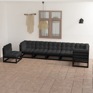 NNEVL 7 Piece Garden Lounge Set with Cushions Solid Pinewood