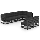 NNEVL 7 Piece Garden Lounge Set with Cushions Solid Pinewood