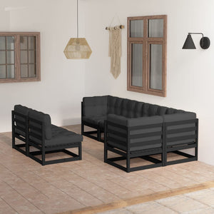 NNEVL 7 Piece Garden Lounge Set with Cushions Solid Pinewood