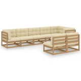 NNEVL 8 Piece Garden Lounge Set with Cushions Solid Pinewood