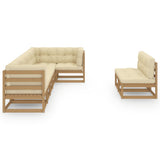 NNEVL 8 Piece Garden Lounge Set with Cushions Solid Pinewood