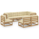NNEVL 8 Piece Garden Lounge Set with Cushions Solid Pinewood