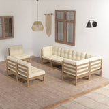 NNEVL 8 Piece Garden Lounge Set with Cushions Solid Pinewood