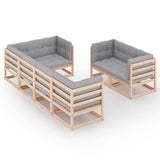 NNEVL 7 Piece Garden Lounge Set with Cushions Solid Pinewood