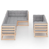 NNEVL 7 Piece Garden Lounge Set with Cushions Solid Pinewood
