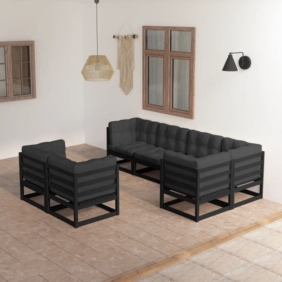 NNEVL 7 Piece Garden Lounge Set with Cushions Solid Pinewood