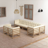 NNEVL 8 Piece Garden Lounge Set with Cushions Solid Pinewood