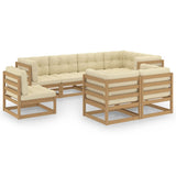 NNEVL 8 Piece Garden Lounge Set with Cushions Solid Pinewood