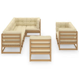 NNEVL 8 Piece Garden Lounge Set with Cushions Solid Pinewood