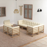 NNEVL 8 Piece Garden Lounge Set with Cushions Solid Pinewood