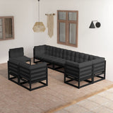 NNEVL 9 Piece Garden Lounge Set with Cushions Solid Pinewood