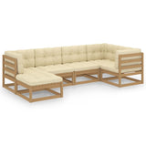 NNEVL 6 Piece Garden Lounge Set with Cushions Solid Pinewood