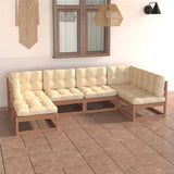 NNEVL 6 Piece Garden Lounge Set with Cushions Solid Pinewood