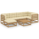 NNEVL 7 Piece Garden Lounge Set with Cushions Solid Pinewood