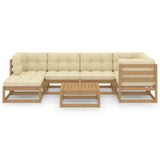 NNEVL 7 Piece Garden Lounge Set with Cushions Solid Pinewood