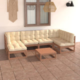 NNEVL 7 Piece Garden Lounge Set with Cushions Solid Pinewood