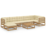 NNEVL 8 Piece Garden Lounge Set with Cushions Solid Pinewood