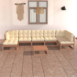 NNEVL 8 Piece Garden Lounge Set with Cushions Solid Pinewood