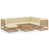 NNEVL 8 Piece Garden Lounge Set with Cushions Solid Pinewood