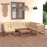 NNEVL 8 Piece Garden Lounge Set with Cushions Solid Pinewood