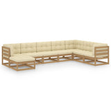 NNEVL 8 Piece Garden Lounge Set with Cushions Solid Pinewood