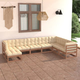 NNEVL 8 Piece Garden Lounge Set with Cushions Solid Pinewood