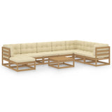 NNEVL 9 Piece Garden Lounge Set with Cushions Solid Pinewood