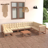 NNEVL 9 Piece Garden Lounge Set with Cushions Solid Pinewood