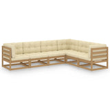 NNEVL 6 Piece Garden Lounge Set with Cushions Solid Pinewood