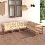 NNEVL 6 Piece Garden Lounge Set with Cushions Solid Pinewood