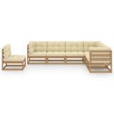 NNEVL 7 Piece Garden Lounge Set & Cushions Honey Brown Solid Pinewood