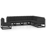 NNEVL 7 Piece Garden Lounge Set with Cushions Black Solid Pinewood