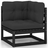 NNEVL 7 Piece Garden Lounge Set with Cushions Black Solid Pinewood