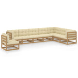 NNEVL 8 Piece Garden Lounge Set & Cushions Honey Brown Solid Pinewood